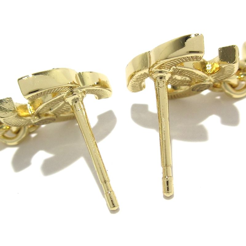 Chanel Earrings Coco Mark Orange×gold×clear Perfume/star/rhinestone