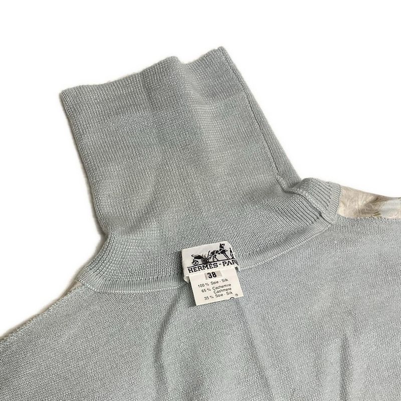 Hermes Long Sleeve Sweater Size 38 M Women - Light Blue X Brown X Multi