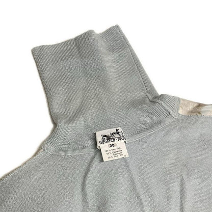Hermes Long Sleeve Sweater Size 38 M Women - Light Blue X Brown X Multi