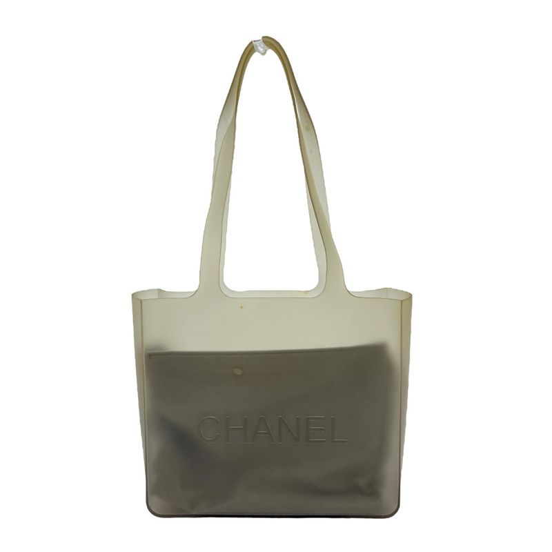 Chanel Shoulder Bag Logo Rubber Gray