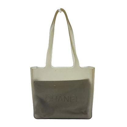 Chanel Shoulder Bag Logo Rubber Gray