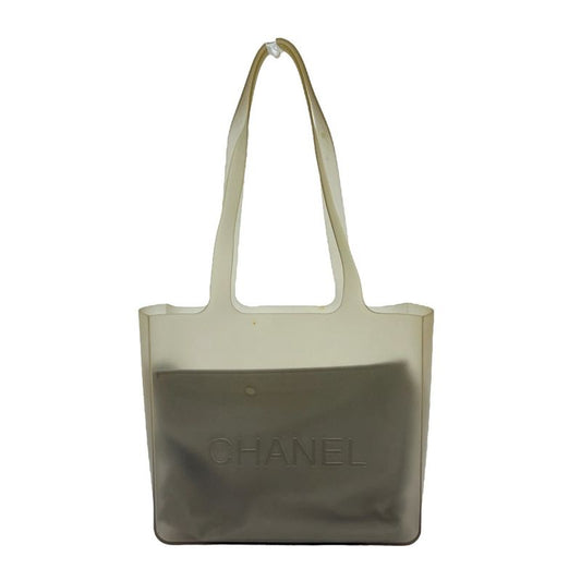 Chanel Shoulder Bag Logo Rubber Gray