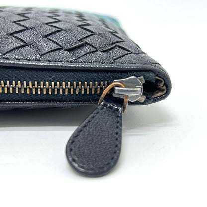 Bottega Veneta Clutch Bag Intrecciato Leather Black