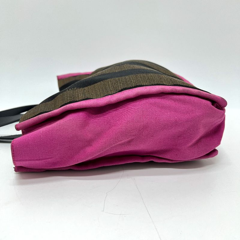 Fendi Handbag Logo Pecan 8bh252 Canvas Brown