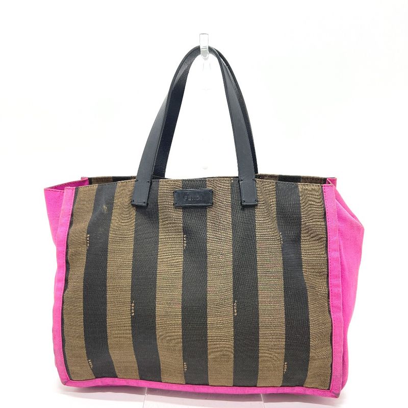 Fendi Handbag Logo Pecan 8bh252 Canvas Brown