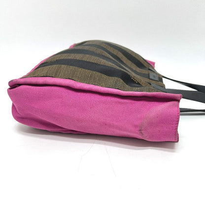 Fendi Handbag Logo Pecan 8bh252 Canvas Brown