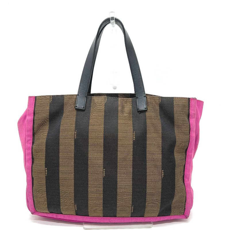 Fendi Handbag Logo Pecan 8bh252 Canvas Brown