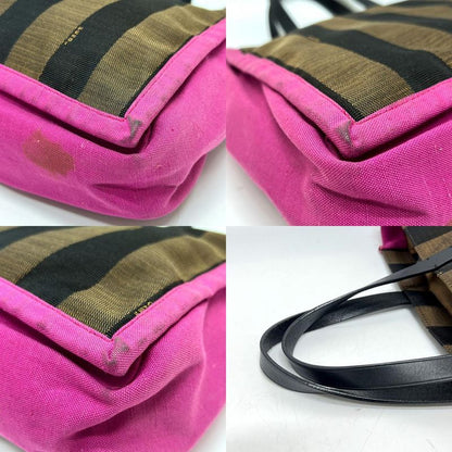 Fendi Handbag Logo Pecan 8bh252 Canvas Brown