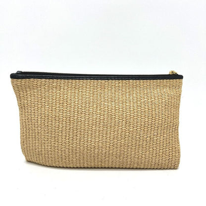 Fendi Clutch Bag Logo 8n0149 Raffia Beige
