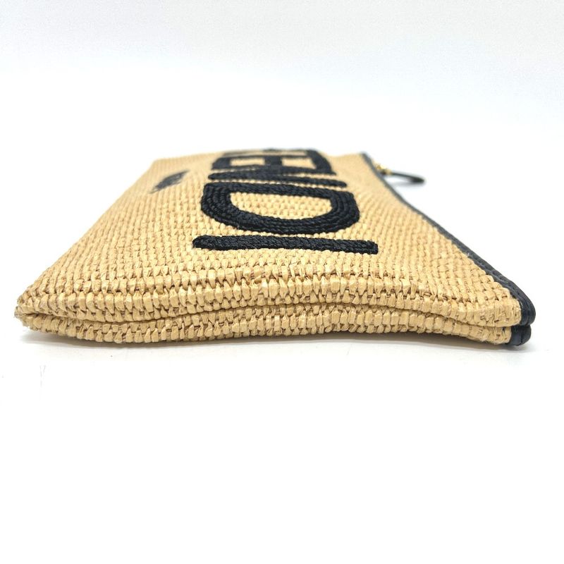 Fendi Clutch Bag Logo 8n0149 Raffia Beige