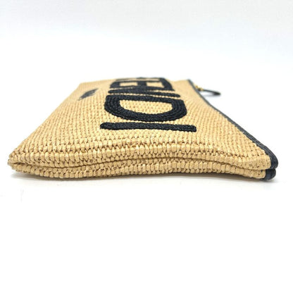 Fendi Clutch Bag Logo 8n0149 Raffia Beige