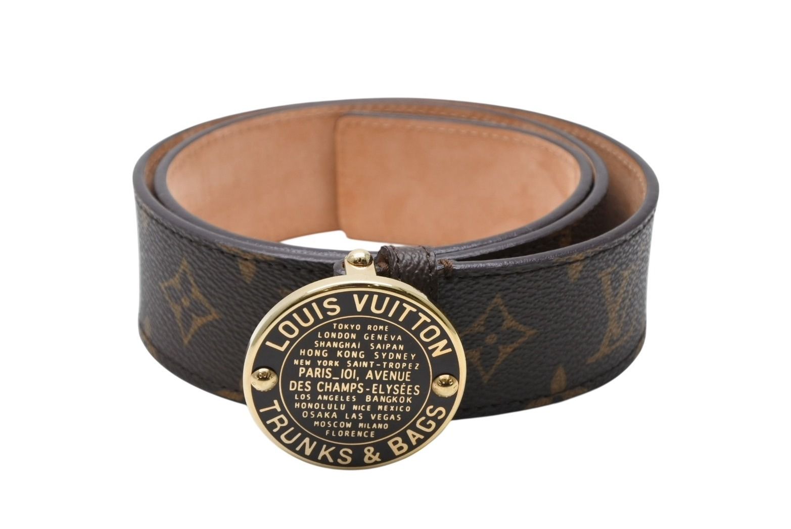 Louis Vuitton Ceinture T&B Belt Leather Metal Brown Gold — view 2