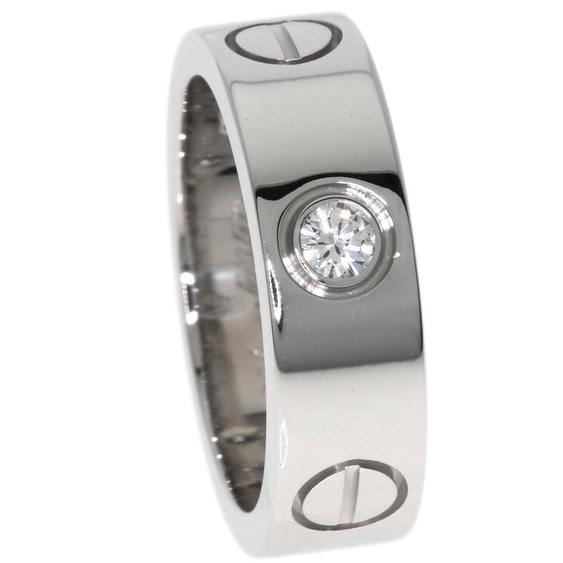 Cartier Love Ring Half Diamond #48 Ring - 18K White Gold Ladies