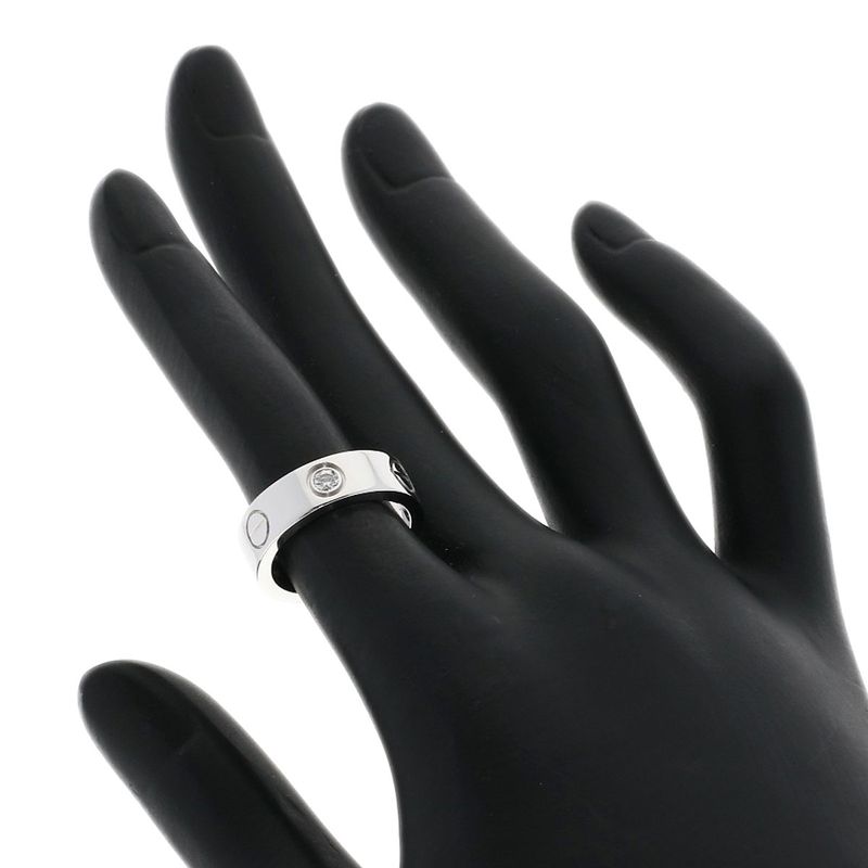 Cartier Love Ring Half Diamond #48 Ring - 18K White Gold Ladies