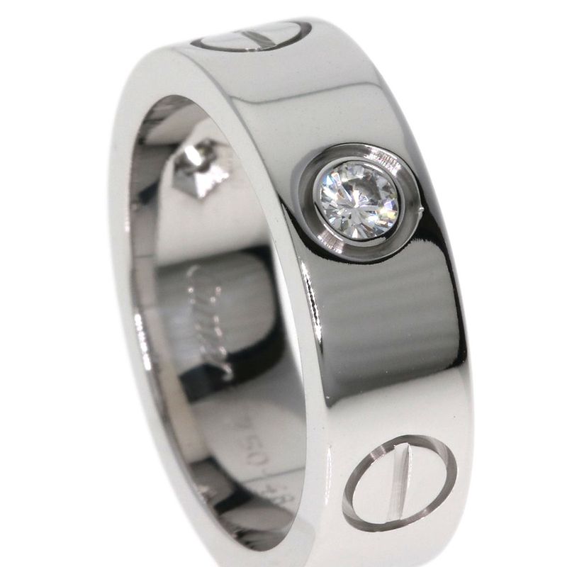 Cartier Love Ring Half Diamond #48 Ring - 18K White Gold Ladies