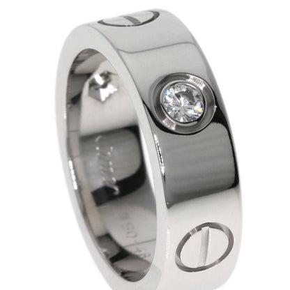 Cartier Love Ring Half Diamond #48 Ring - 18K White Gold Ladies