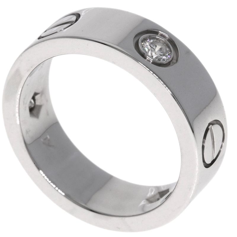 Cartier Love Ring Half Diamond #48 Ring - 18K White Gold Ladies