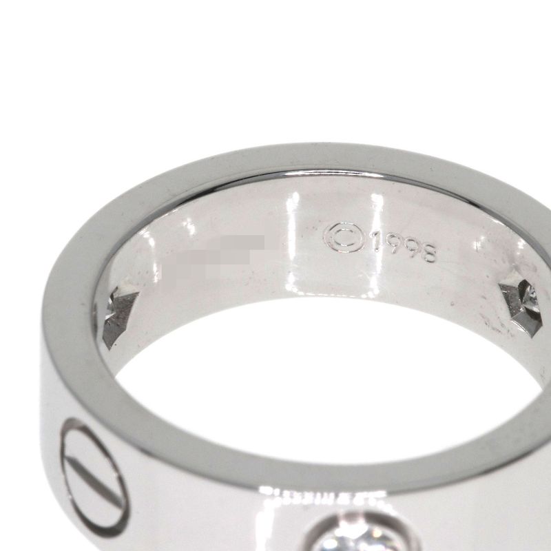 Cartier Love Ring Half Diamond #48 Ring - 18K White Gold Ladies