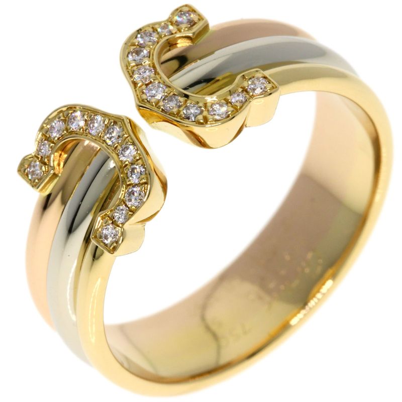 Cartier 2cring SM Diamond #52 Ring 18K Yellow Gold 18K White Gold 18K Pink Gold