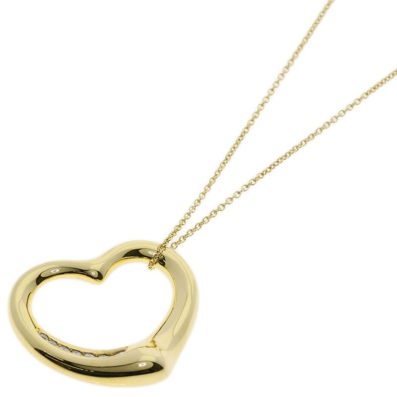 Tiffany & Co Open Heart Diamond Necklace 18K Yellow Gold Ladies