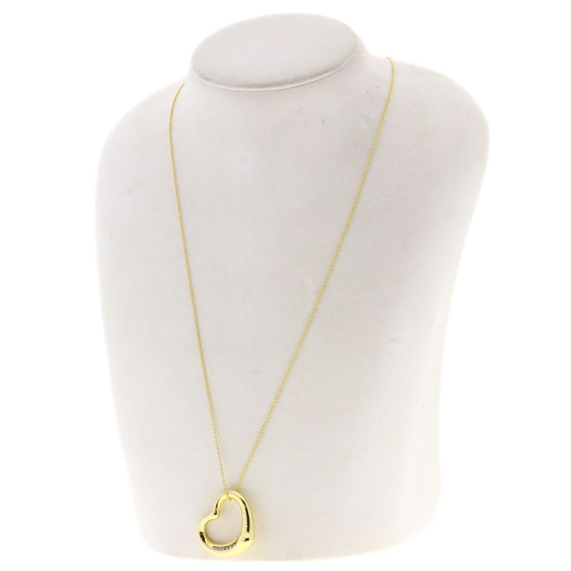Tiffany & Co Open Heart Diamond Necklace 18K Yellow Gold Ladies