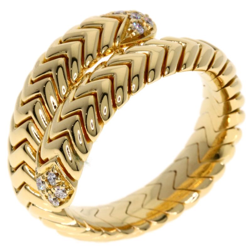Bvlgari Bulgari Spiga Vintage Diamond Ring And Ring 18K Yellow Gold Ladies