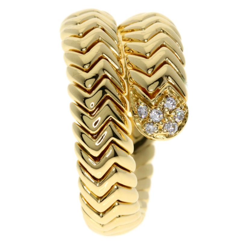 Bvlgari Bulgari Spiga Vintage Diamond Ring And Ring 18K Yellow Gold Ladies
