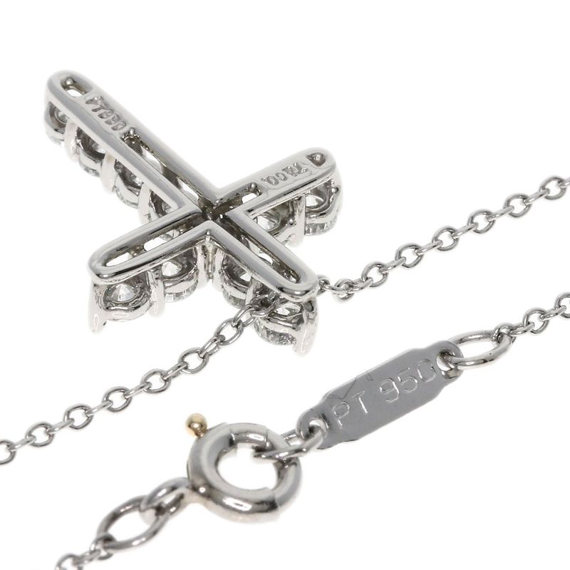 Tiffany & Co Small Cross Diamond Necklace Pt950 Ladies