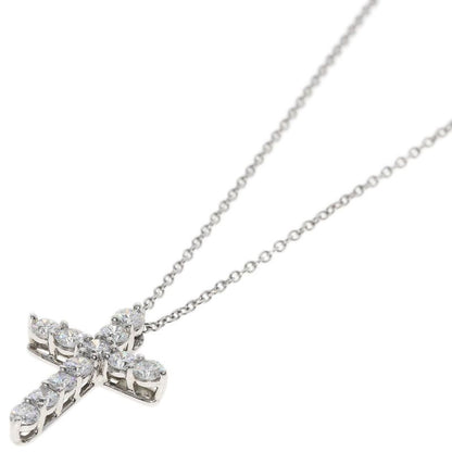 Tiffany & Co Small Cross Diamond Necklace Pt950 Ladies