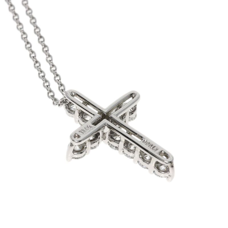 Tiffany & Co Small Cross Diamond Necklace Pt950 Ladies