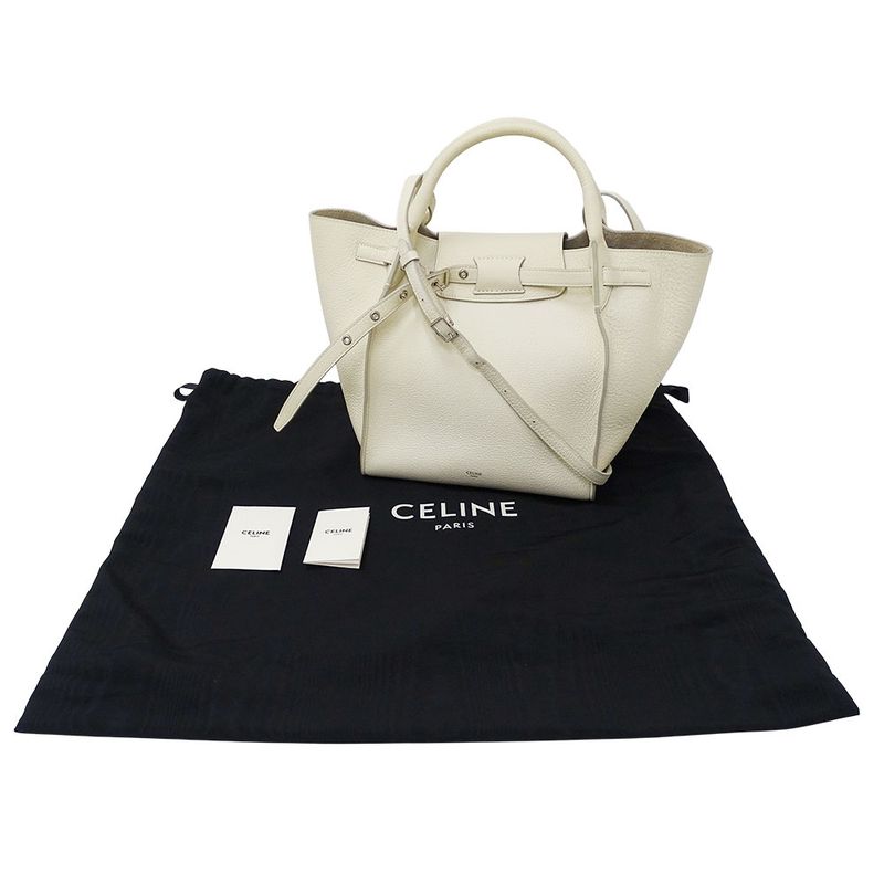 Celine Bag Women's Brand Handbag Shoulder Bag 2way Calf Big Bag Small Ivory