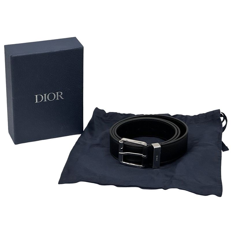 Dior Belt Men's Brand Leather Black 4333 Black Simple None Land Suit Business