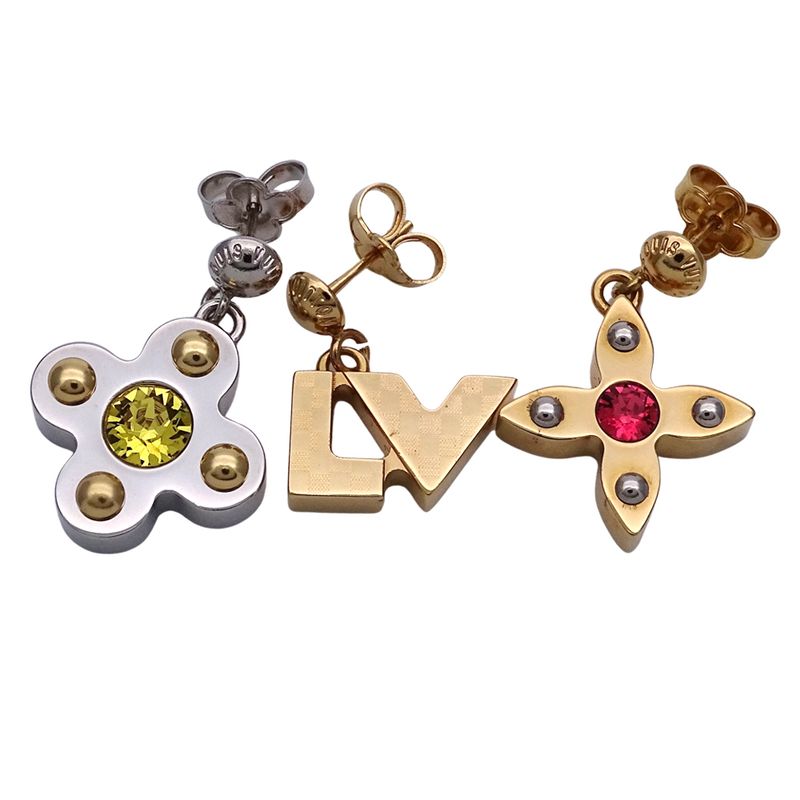 Louis Vuitton Earrings Women's Branded Metal Bucleureuse Love Letters Gold