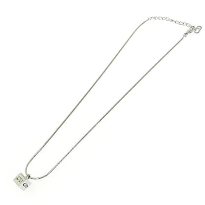 Christian Dior Metal CD Logo Cube Necklace Silver 494047 Necklace
