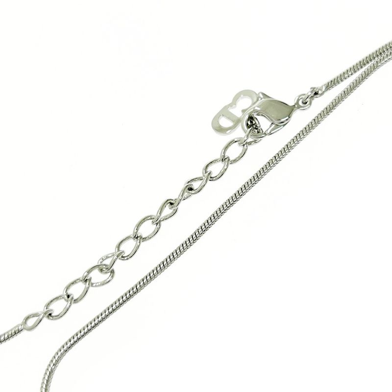Christian Dior Metal CD Logo Cube Necklace Silver 494047 Necklace
