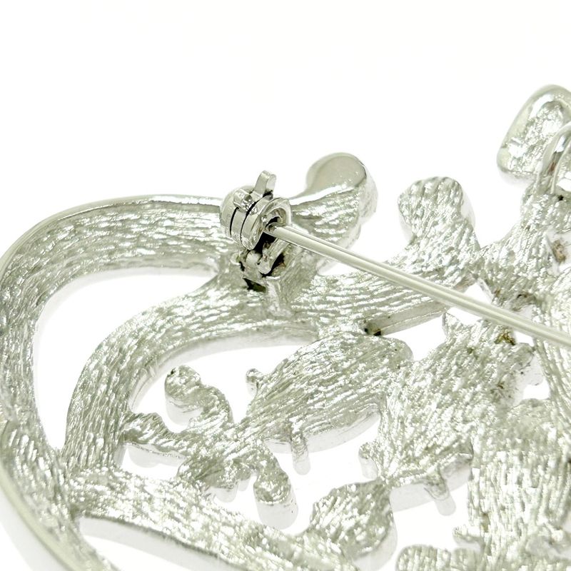 Christian Dior Metal Rhinestone Crown Brooch Pendant Top Silver 494059 Brooch