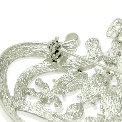 Christian Dior Metal Rhinestone Crown Brooch Pendant Top Silver 494059 Brooch