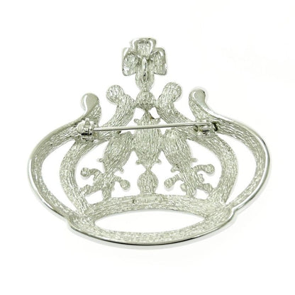 Christian Dior Metal Rhinestone Crown Brooch Pendant Top Silver 494059 Brooch