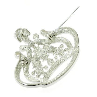 Christian Dior Metal Rhinestone Crown Brooch Pendant Top Silver 494059 Brooch