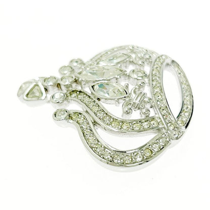 Christian Dior Metal Rhinestone Crown Brooch Pendant Top Silver 494059 Brooch