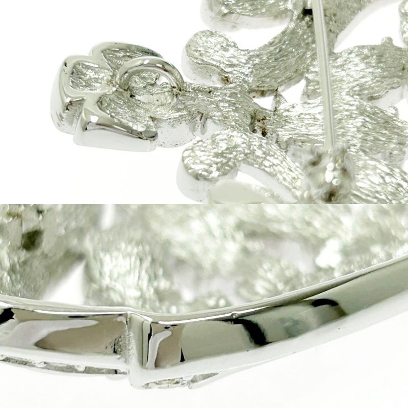 Christian Dior Metal Rhinestone Crown Brooch Pendant Top Silver 494059 Brooch