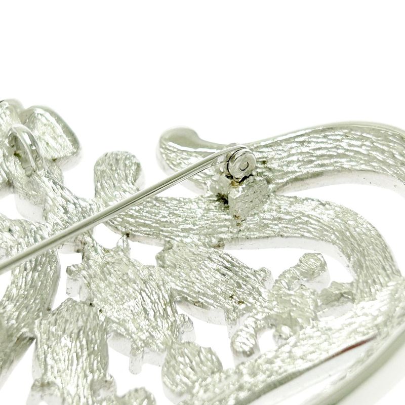 Christian Dior Metal Rhinestone Crown Brooch Pendant Top Silver 494059 Brooch