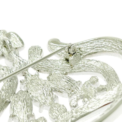 Christian Dior Metal Rhinestone Crown Brooch Pendant Top Silver 494059 Brooch