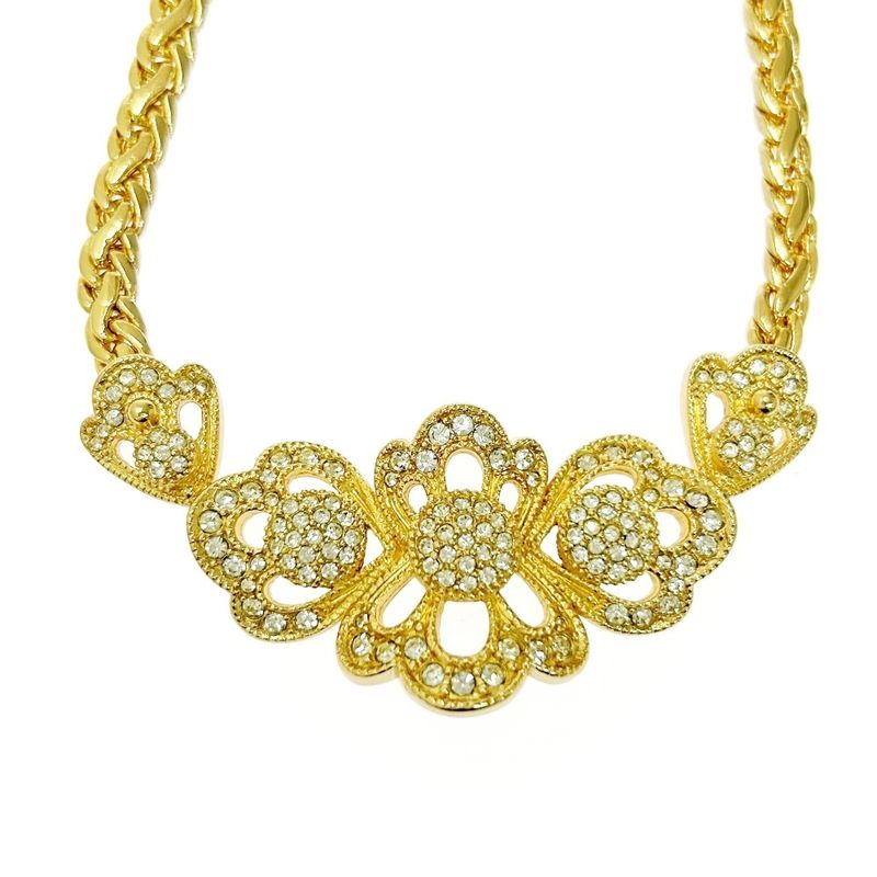 Christian Dior GP Rhinestone Flower Necklace Women 494061 Necklace