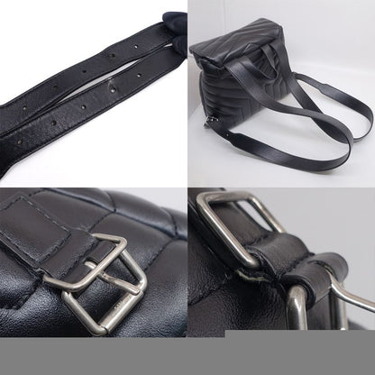 Saint Laurent Lou Backpack 487220 V Stitch Cuff Black Silver Hardware