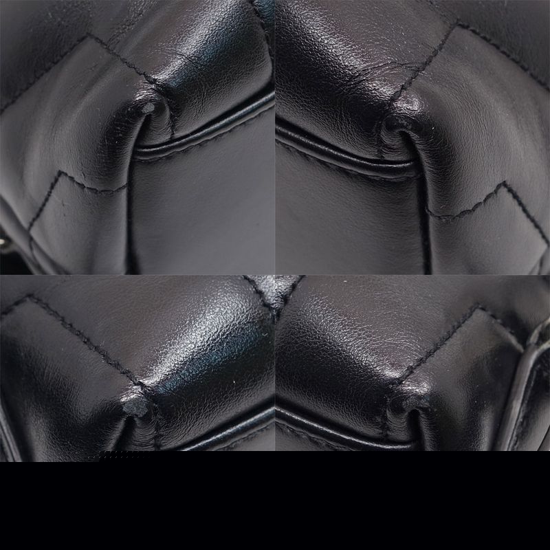 Saint Laurent Lou Backpack 487220 V Stitch Cuff Black Silver Hardware