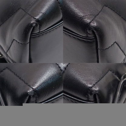 Saint Laurent Lou Backpack 487220 V Stitch Cuff Black Silver Hardware