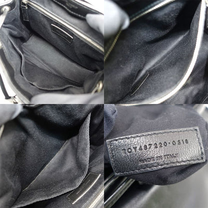 Saint Laurent Lou Backpack 487220 V Stitch Cuff Black Silver Hardware