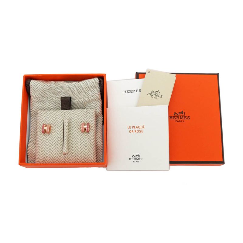 Hermes Earrings Pop Ash Cabas Le Pair Beauty Pink Rosegold Hardware