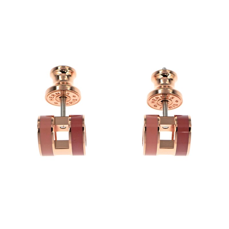 Hermes Earrings Pop Ash Cabas Le Pair Beauty Pink Rosegold Hardware